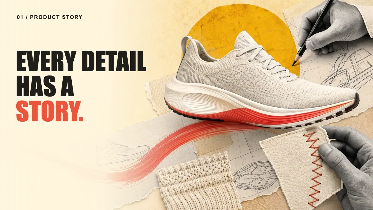 Every detail has a story: footwear design with sketches, material and stitching